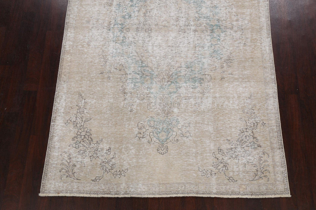 Muted Distressed Floral Tabriz Persian Area Rug 6x10