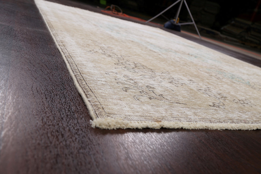 Muted Distressed Floral Tabriz Persian Area Rug 6x10