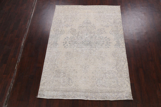 Muted Distressed Floral Tabriz Persian Area Rug 6x8