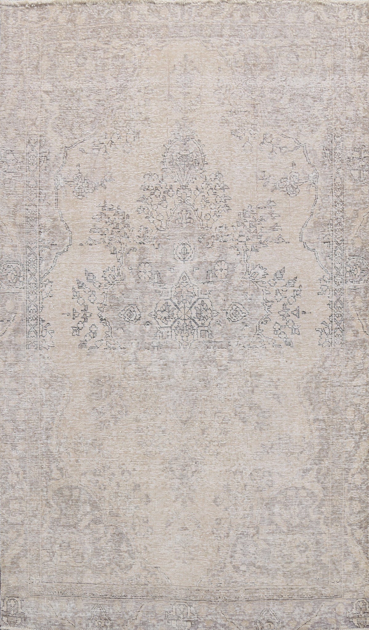 Muted Distressed Floral Tabriz Persian Area Rug 6x8