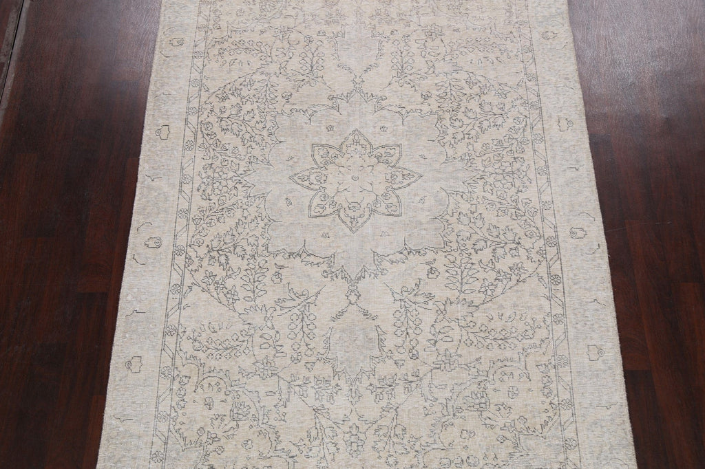 Muted Distressed Floral Tabriz Persian Area Rug 6x9