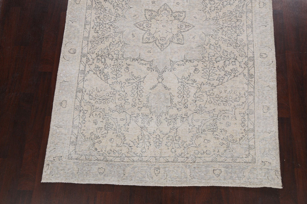 Muted Distressed Floral Tabriz Persian Area Rug 6x9