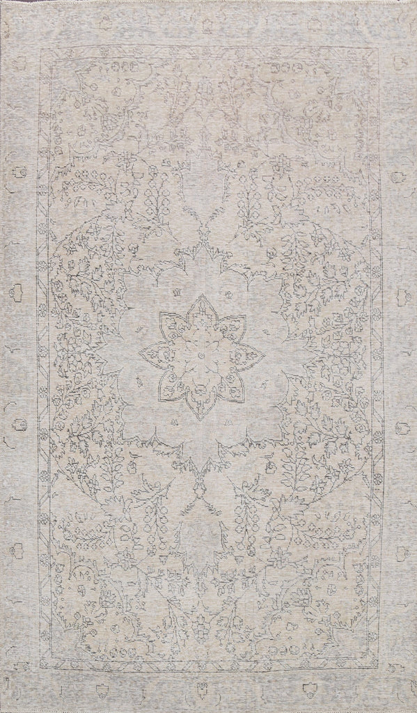 Muted Distressed Floral Tabriz Persian Area Rug 6x9