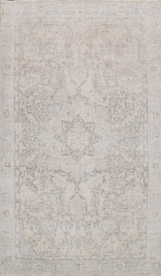 Muted Distressed Floral Tabriz Persian Area Rug 6x9