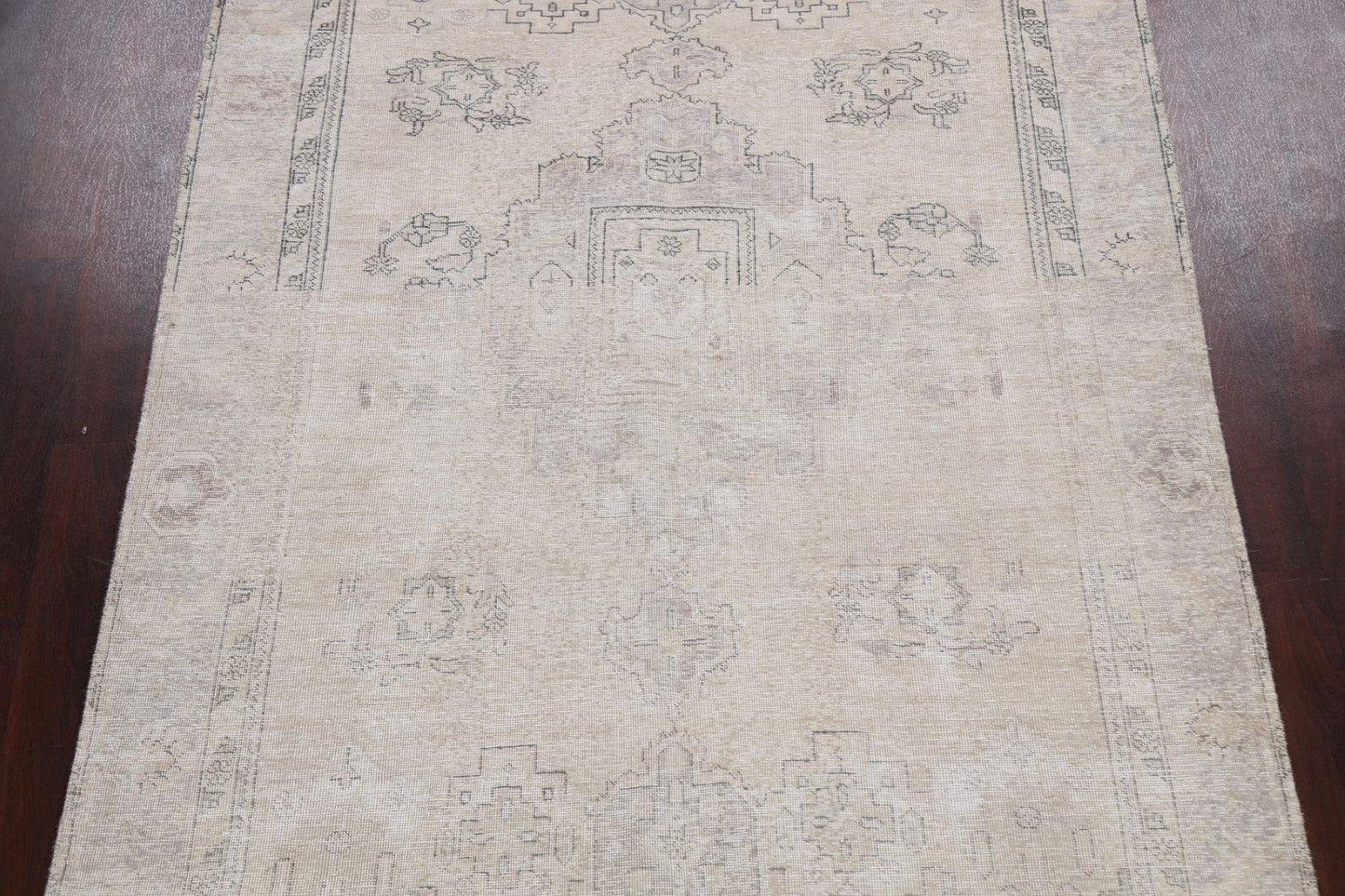 Muted Distressed Geometric Tabriz Persian Area Rug 6x10