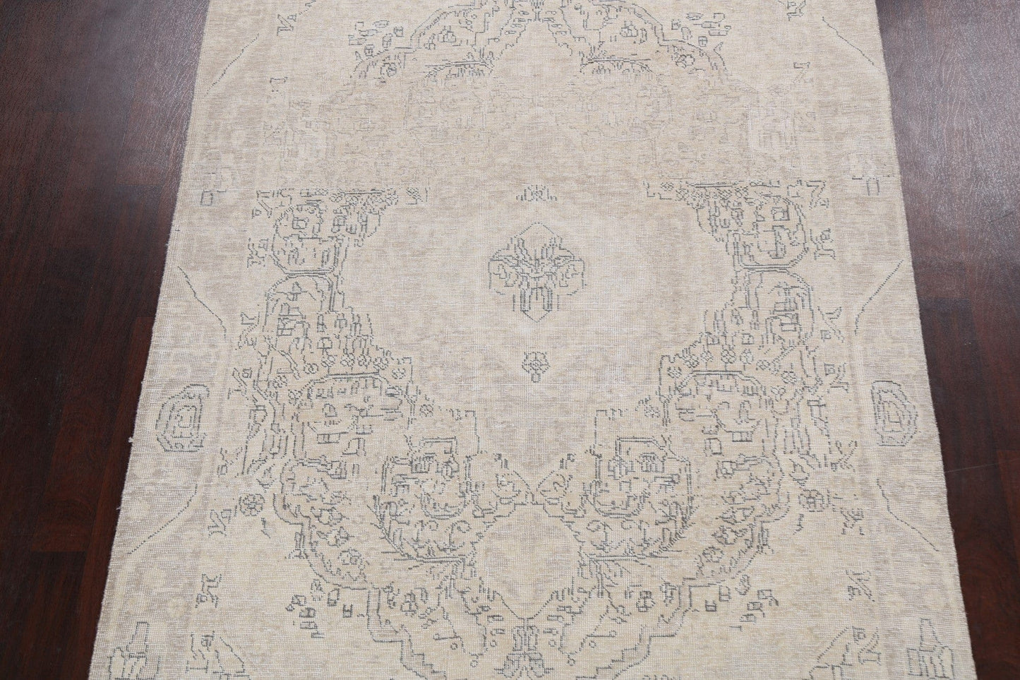 Muted Distressed Floral Tabriz Persian Area Rug 6x9