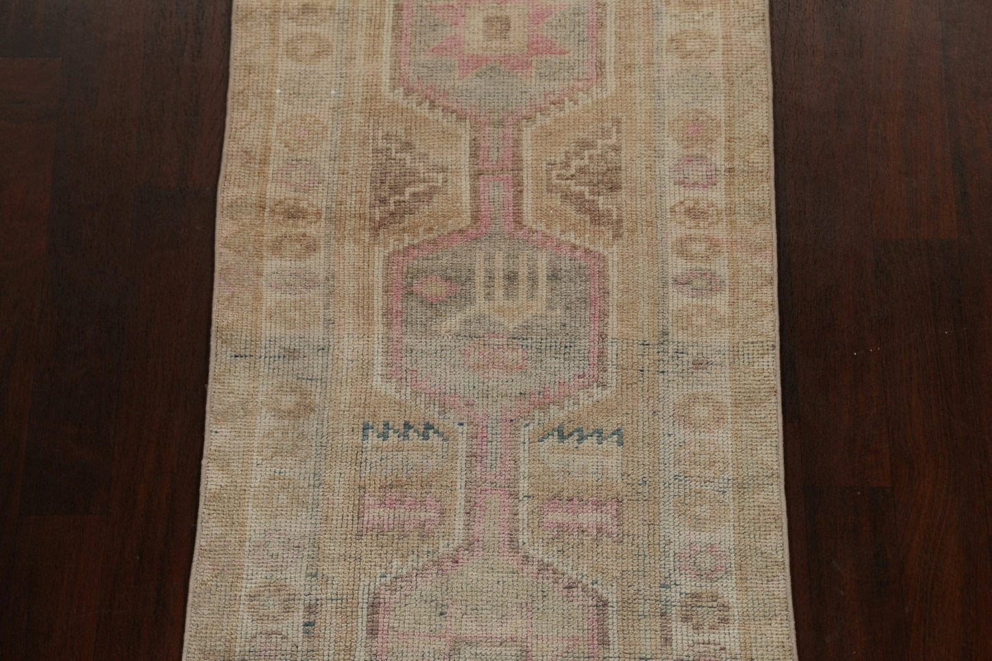 Distressed Geometric Oushak Oriental Runner Rug 3x11