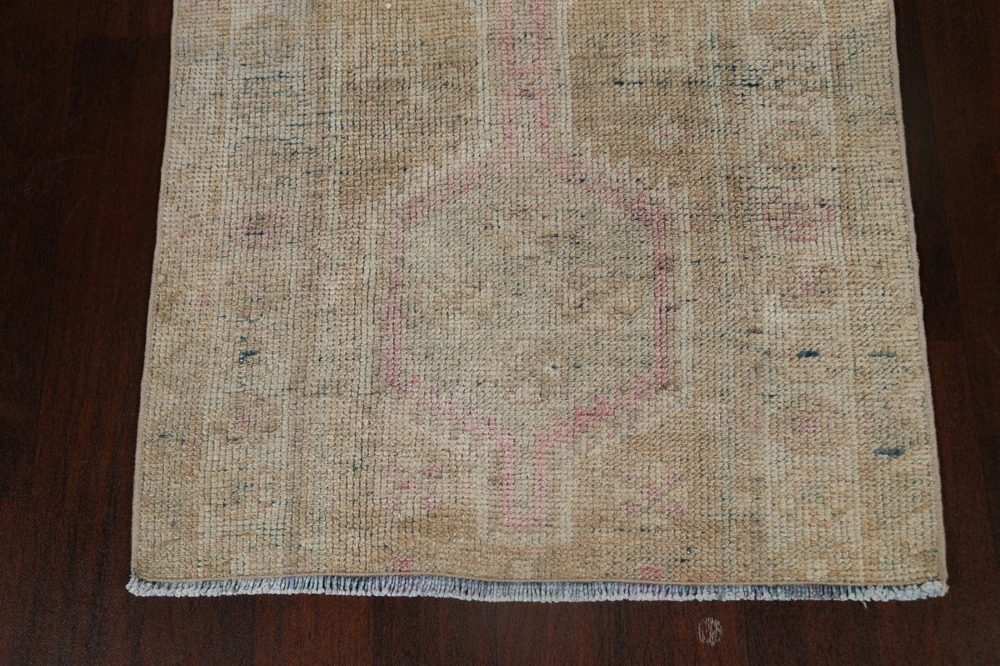 Distressed Geometric Oushak Oriental Runner Rug 3x11