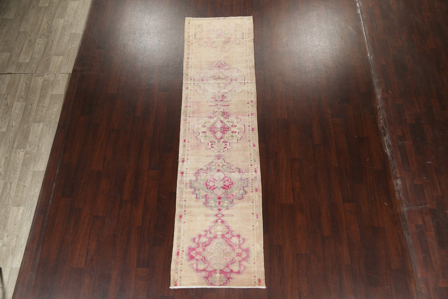 Vegetable Dye Distressed Oushak Oriental Runner Rug 3x11