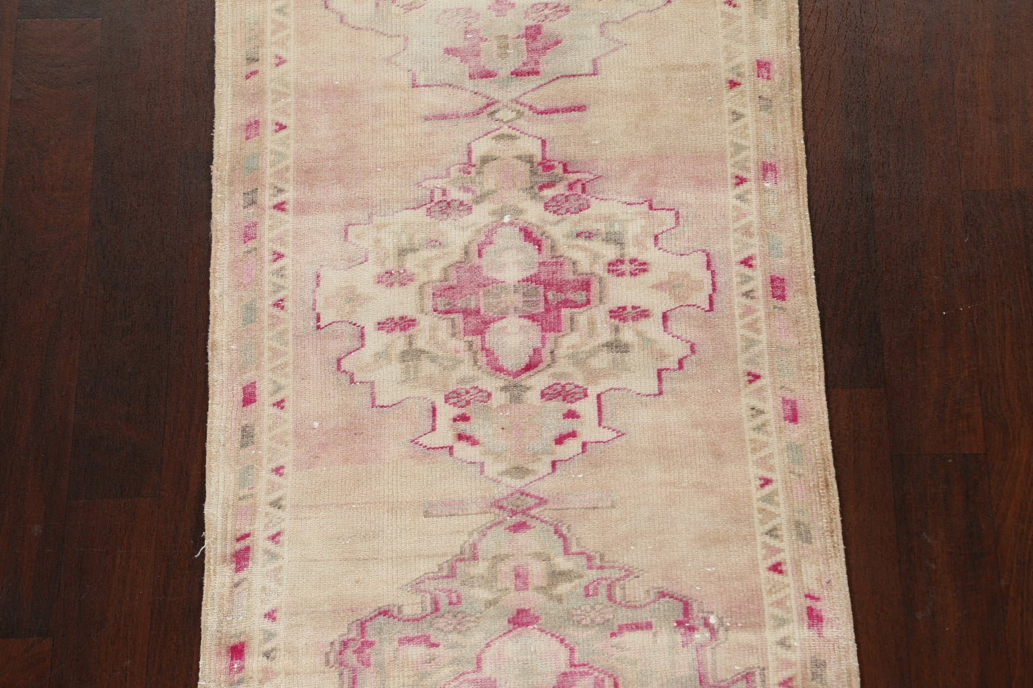 Vegetable Dye Distressed Oushak Oriental Runner Rug 3x11