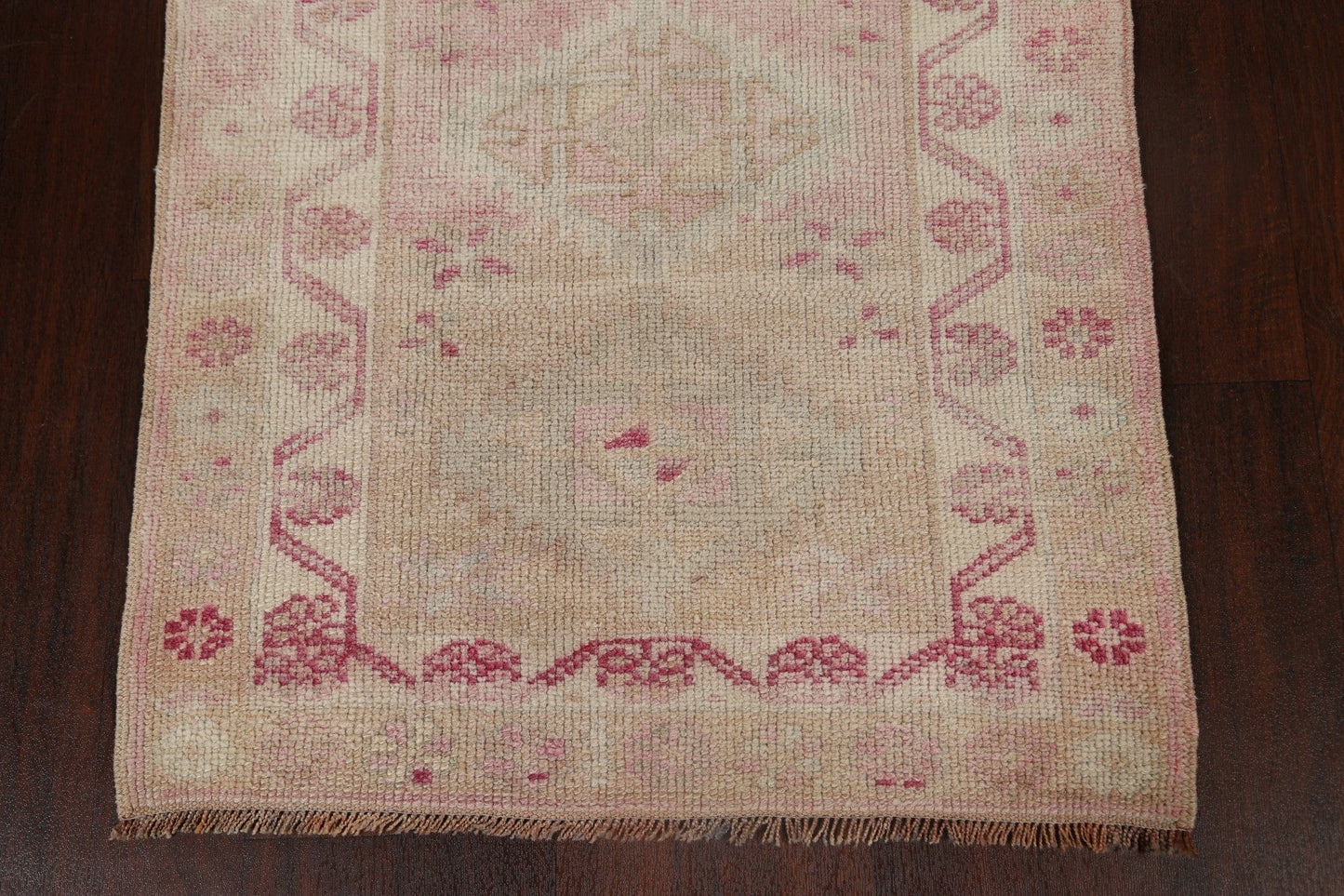 Muted Earth-tone Geometric Oushak Oriental Runner Rug 3x14