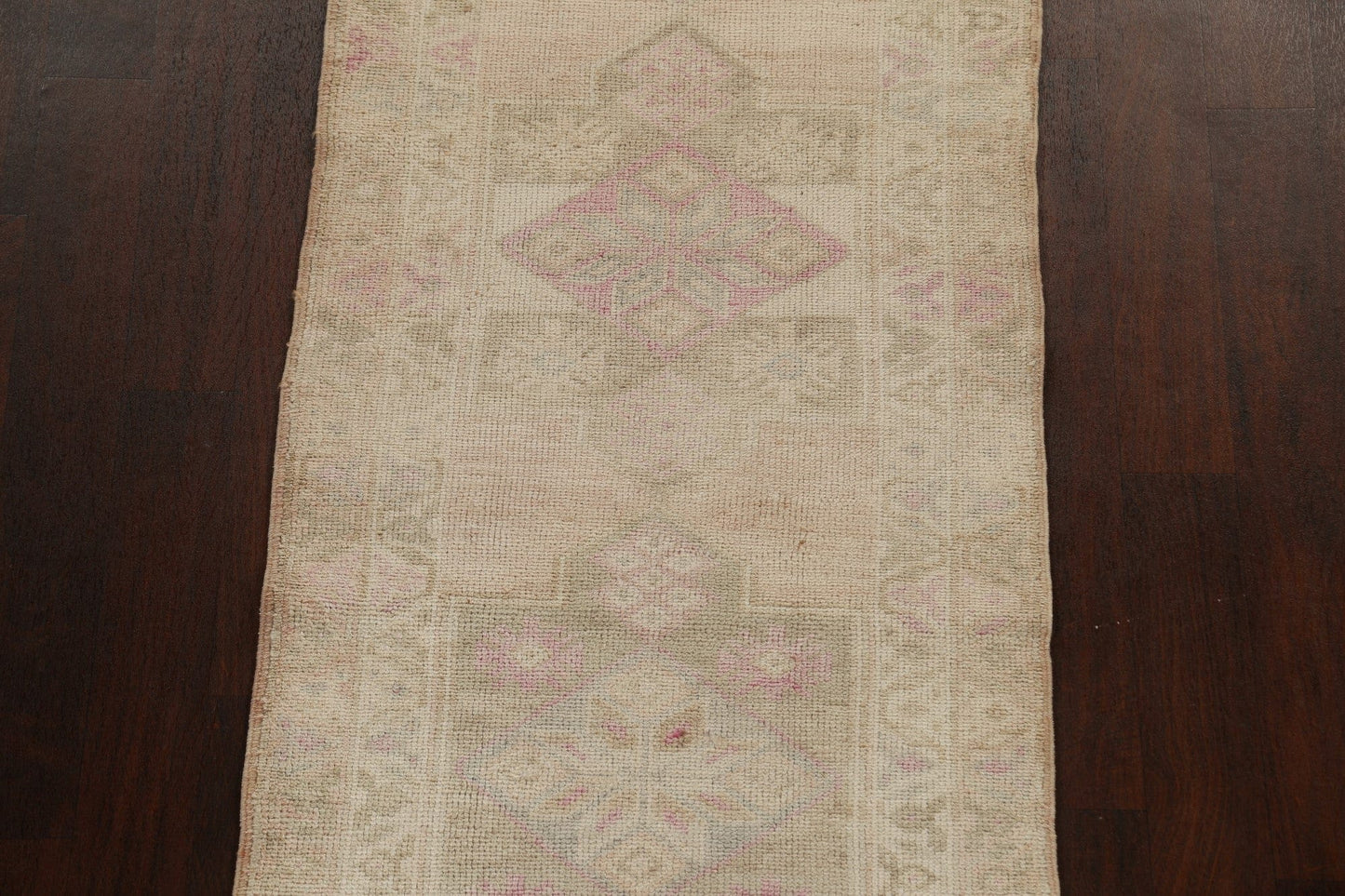 Muted Earth-tone Geometric Oushak Oriental Runner Rug 3x13