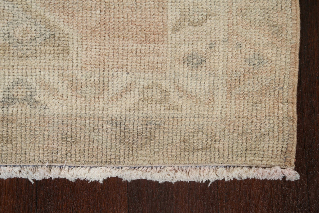 Muted Earth-tone Geometric Oushak Oriental Runner Rug 3x13