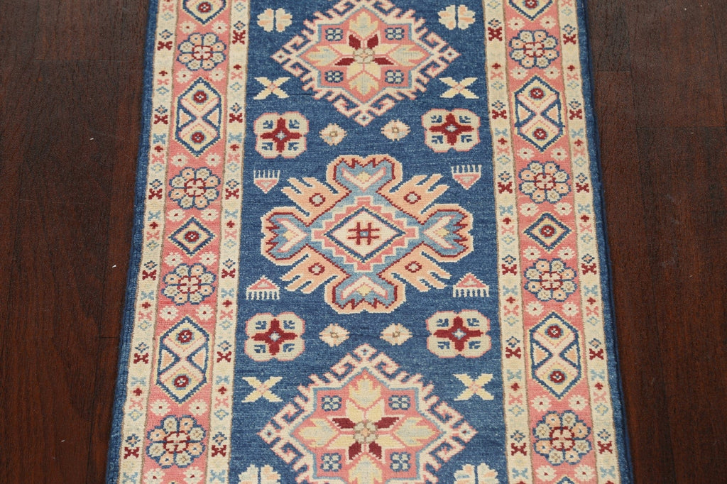 Geometric Kazak Oriental Runner Rug 2x6