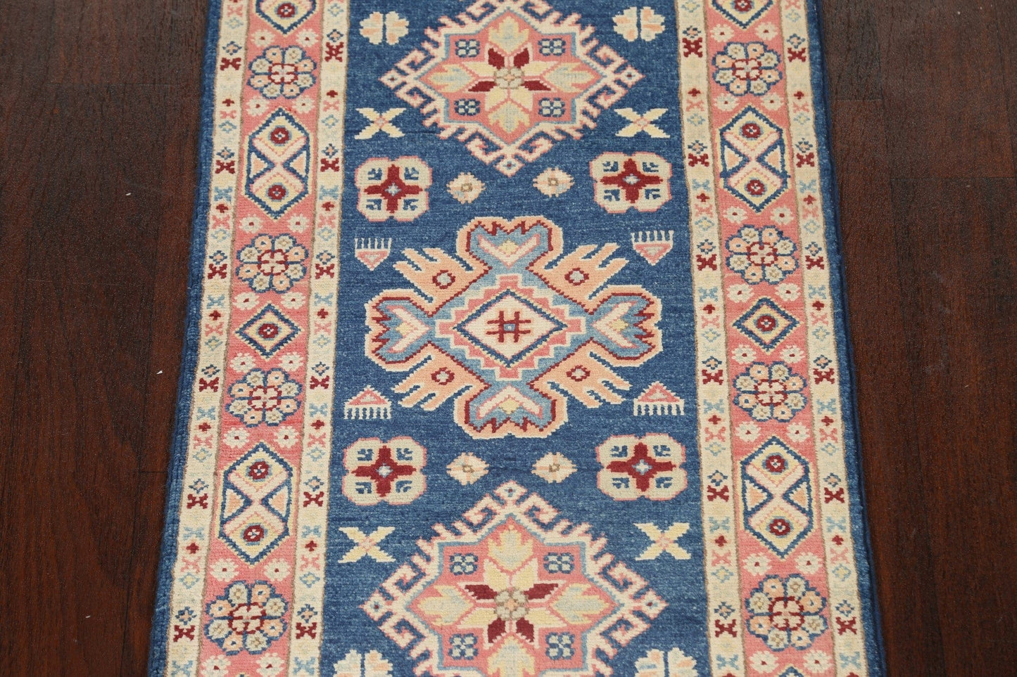 Geometric Kazak Oriental Runner Rug 2x6