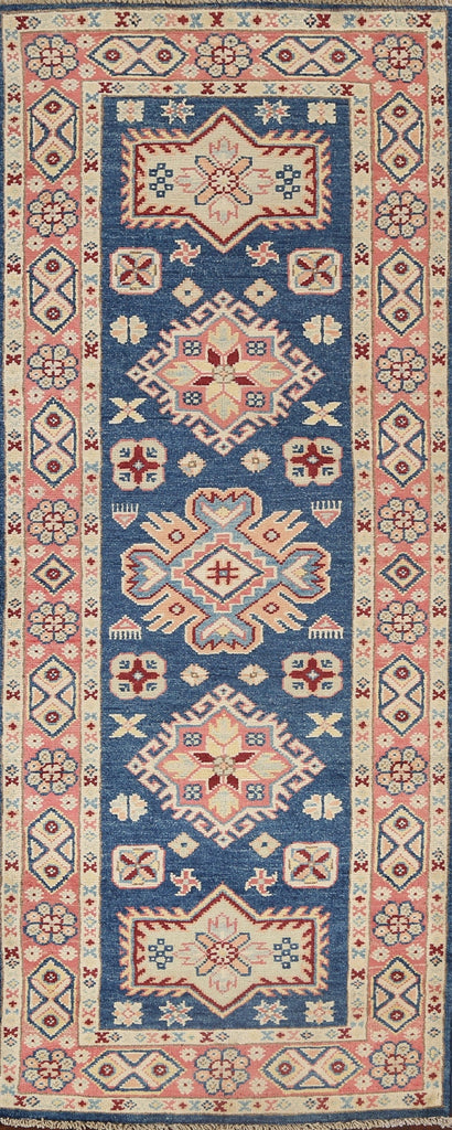 Geometric Kazak Oriental Runner Rug 2x6