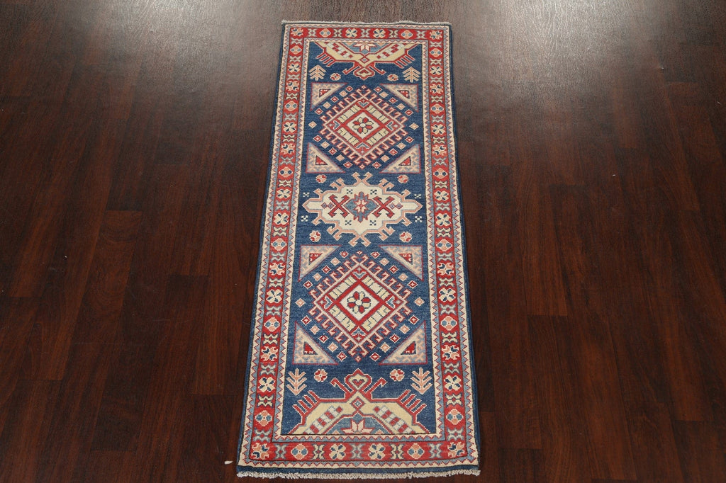 Geometric Kazak Oriental Runner Rug 2x6