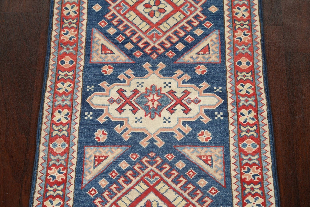 Geometric Kazak Oriental Runner Rug 2x6