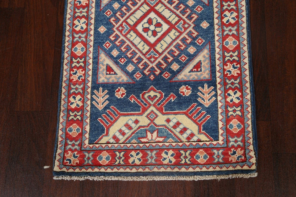 Geometric Kazak Oriental Runner Rug 2x6