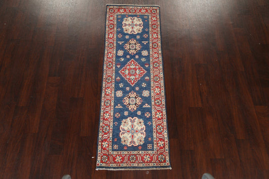 Geometric Kazak Oriental Runner Rug 2x6