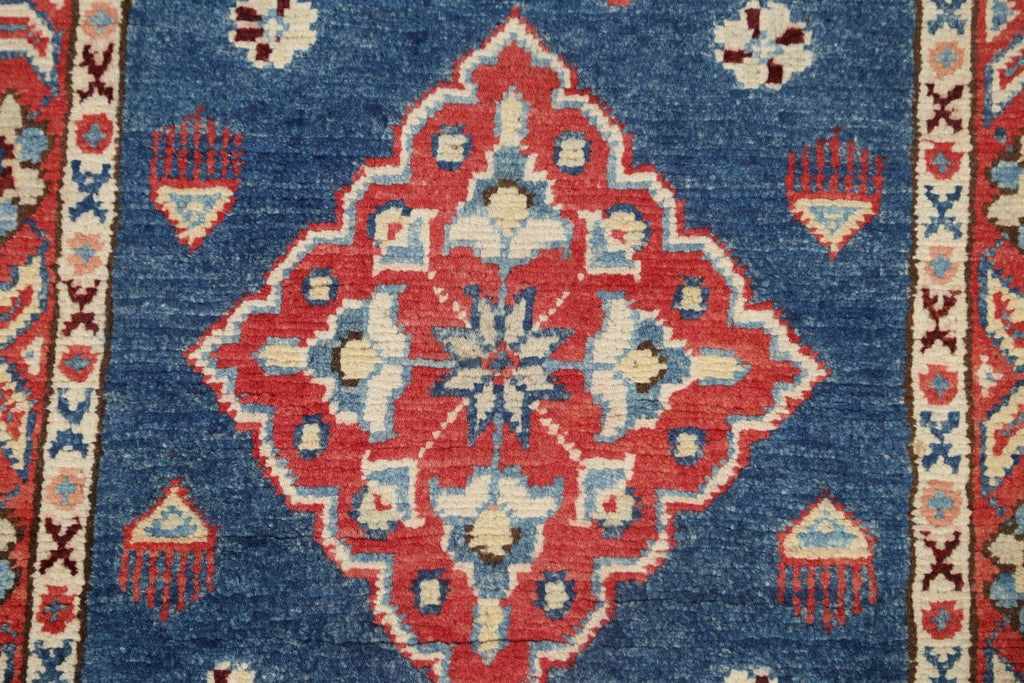 Geometric Kazak Oriental Runner Rug 2x6