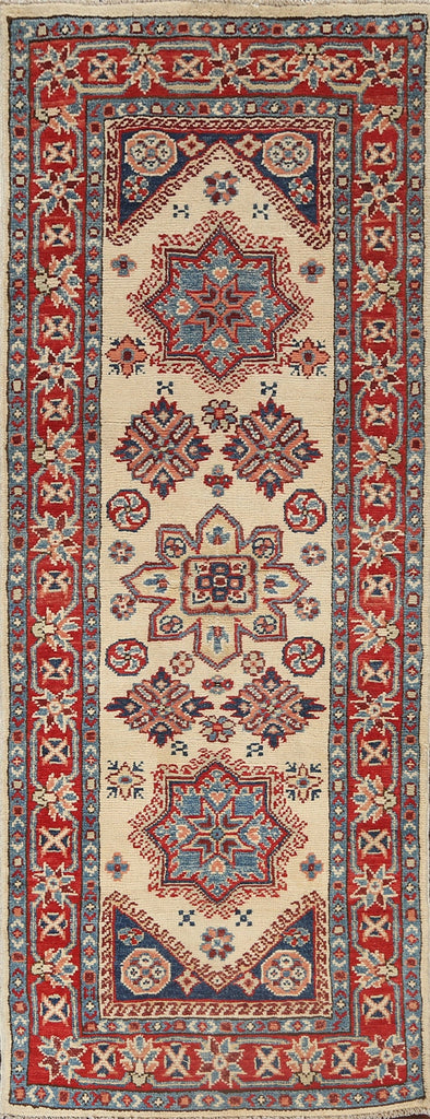 Geometric Kazak Oriental Runner Rug 2x6