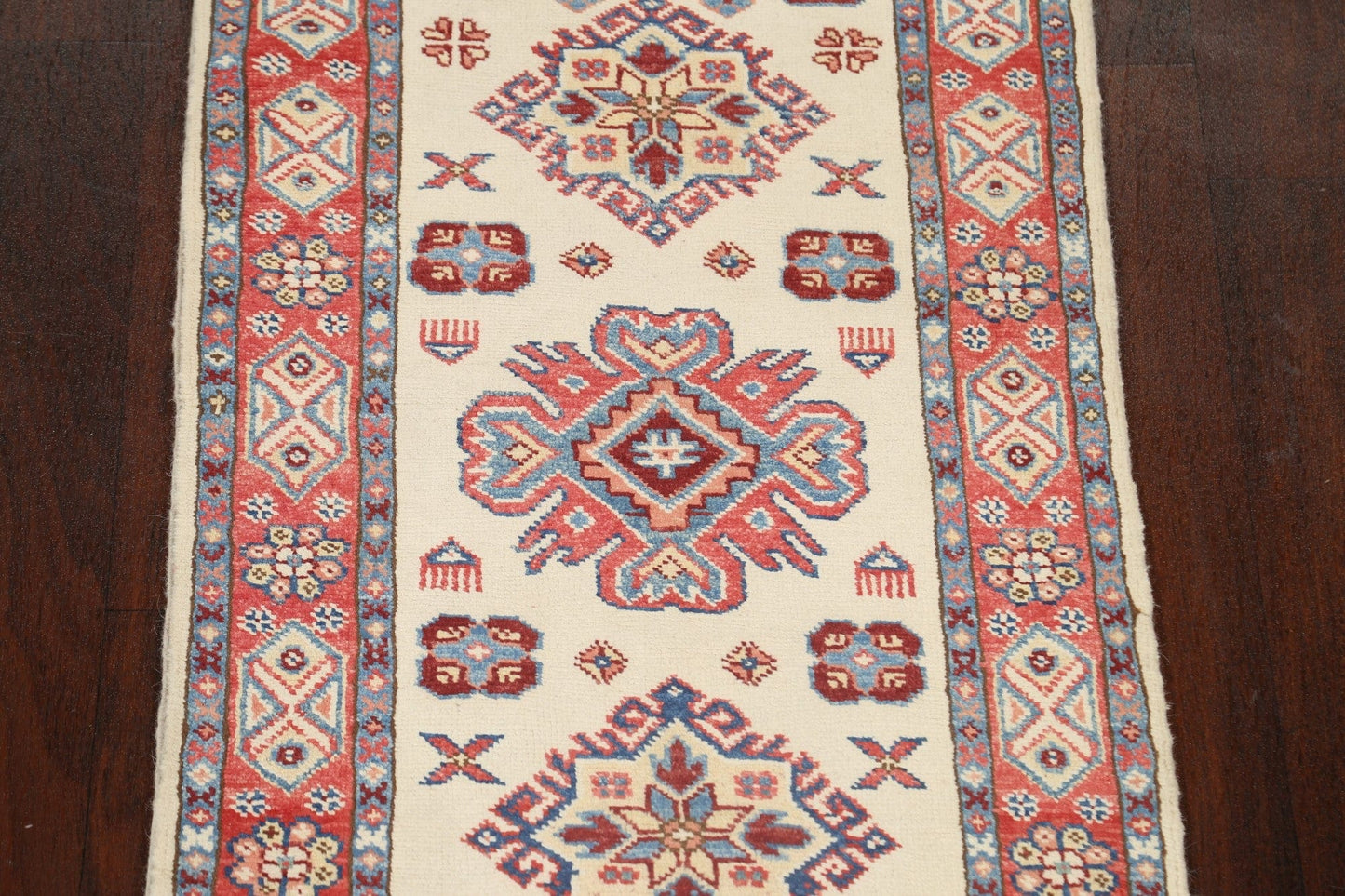 Geometric Kazak Oriental Runner Rug 2x5