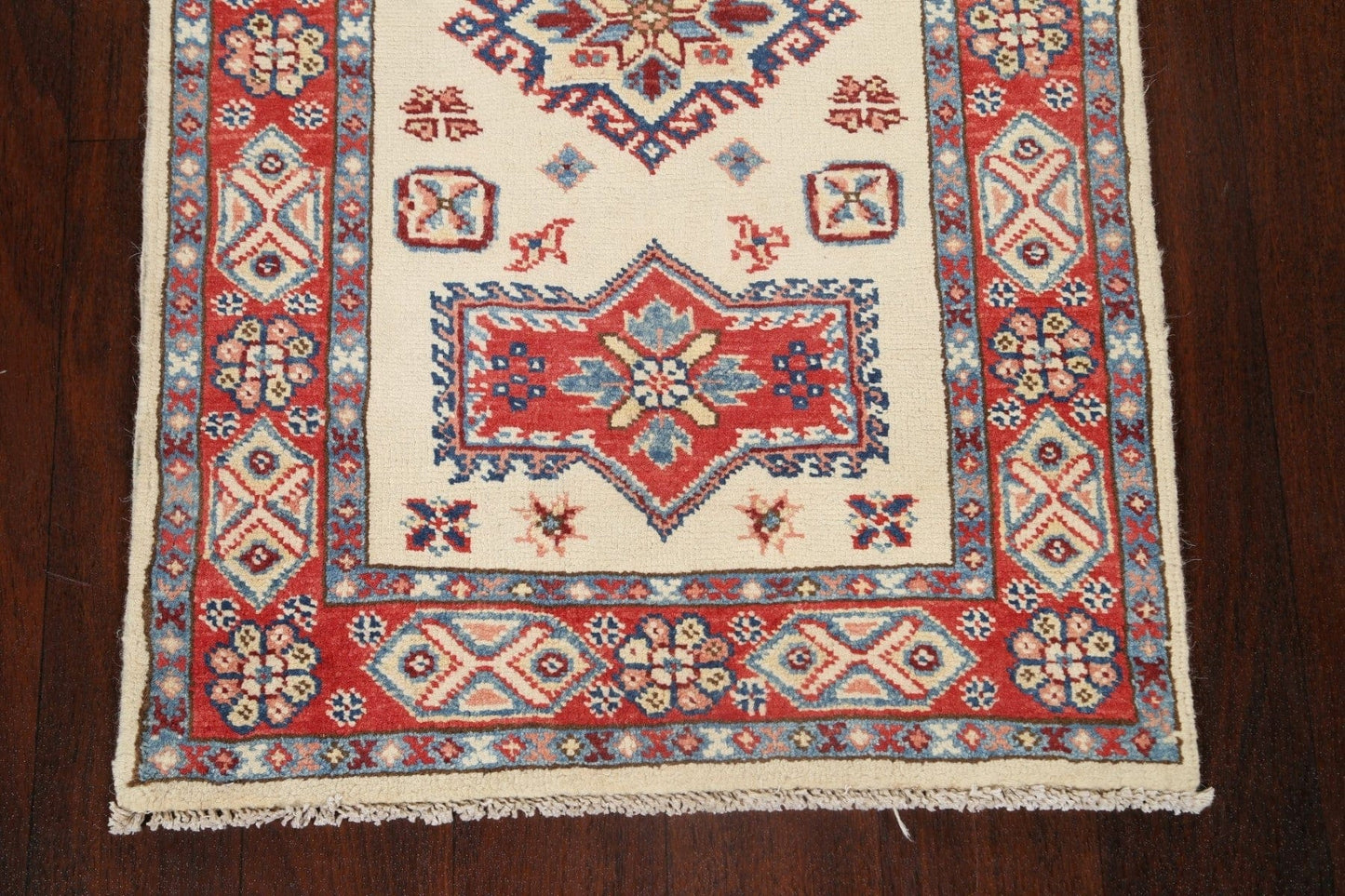 Geometric Kazak Oriental Runner Rug 2x5