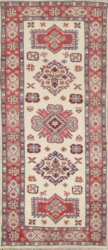 Geometric Kazak Oriental Runner Rug 2x5