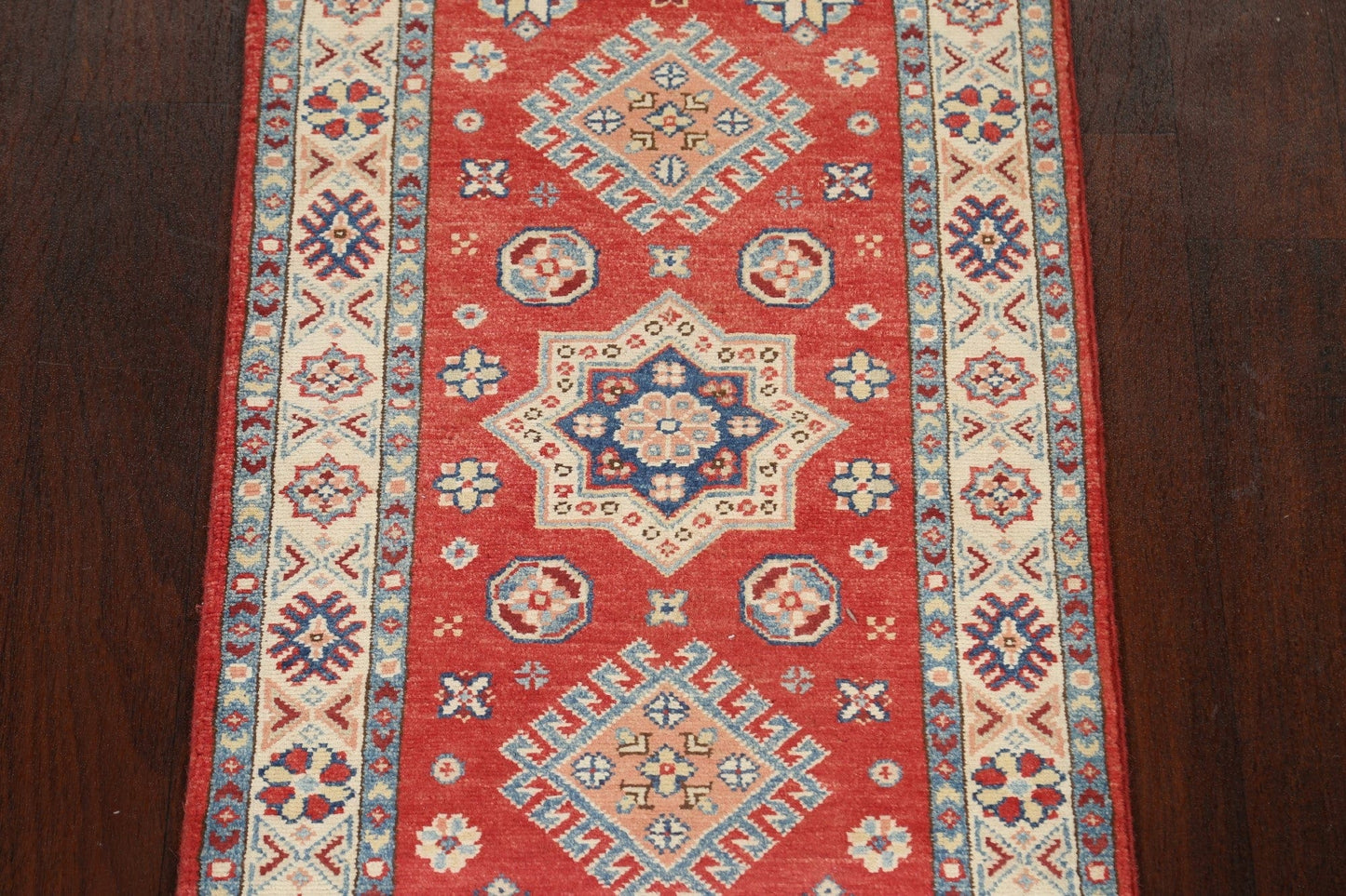 Geometric Kazak Oriental Runner Rug 2x6