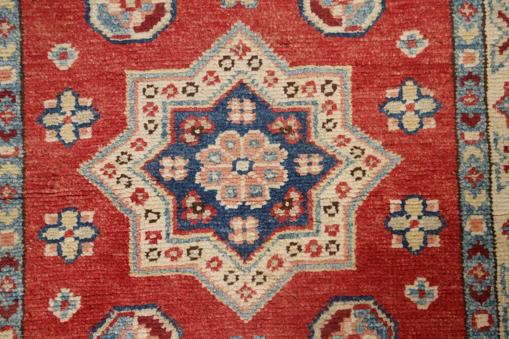 Geometric Kazak Oriental Runner Rug 2x6