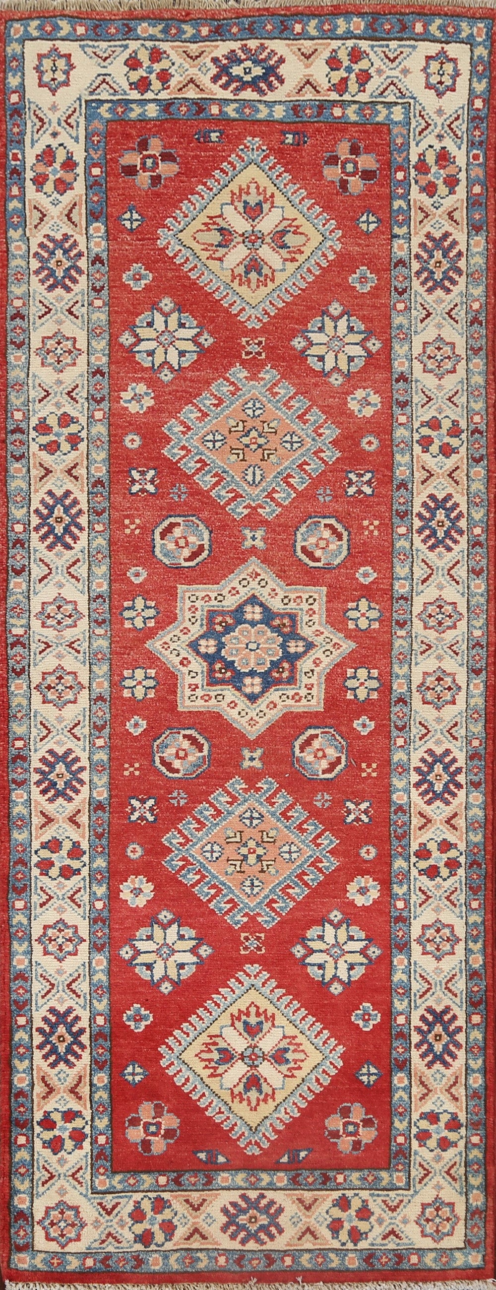 Geometric Kazak Oriental Runner Rug 2x6