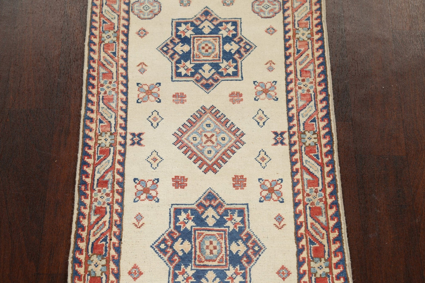 Geometric Kazak Oriental Runner Rug 2x6