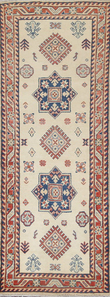 Geometric Kazak Oriental Runner Rug 2x6