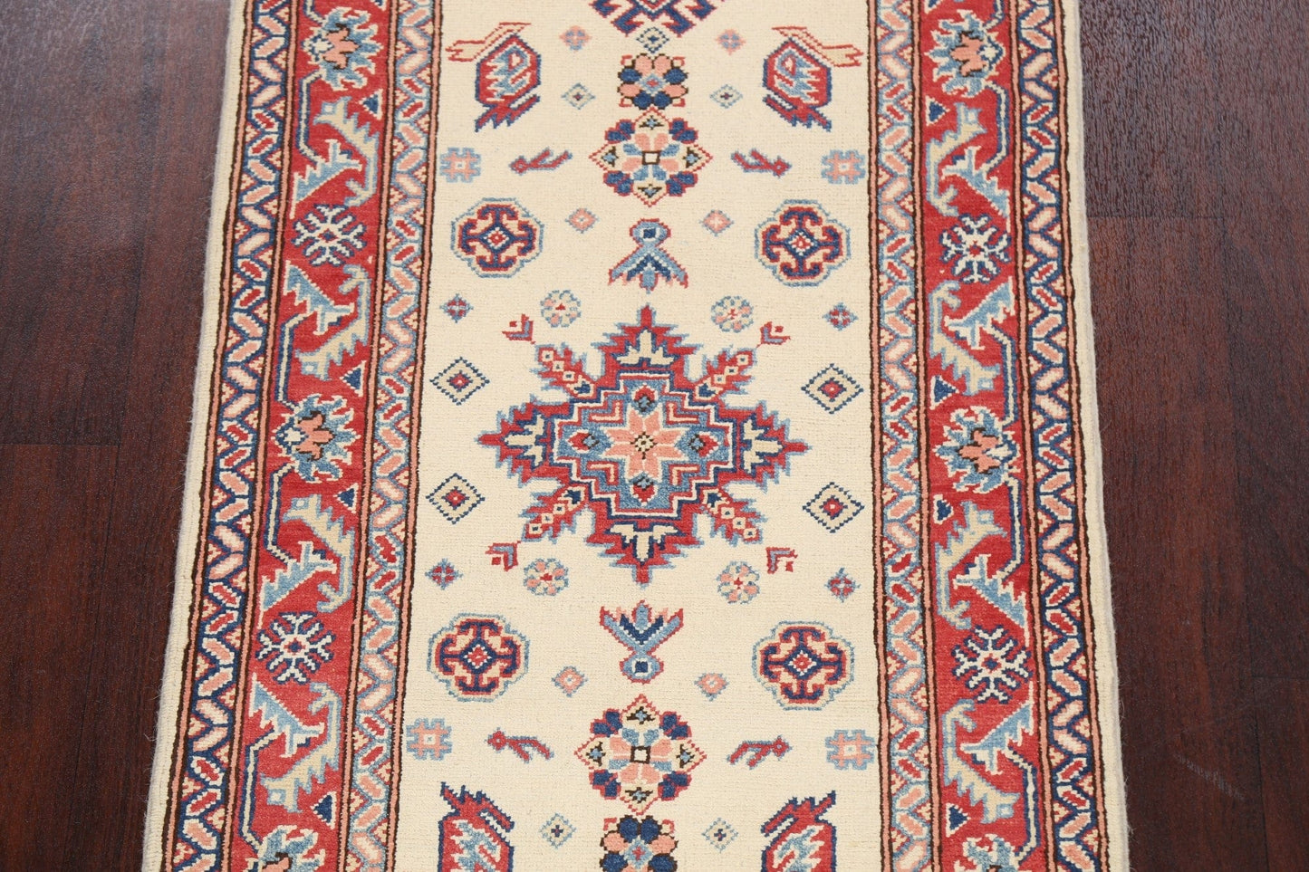 Geometric Kazak Oriental Runner Rug 3x10