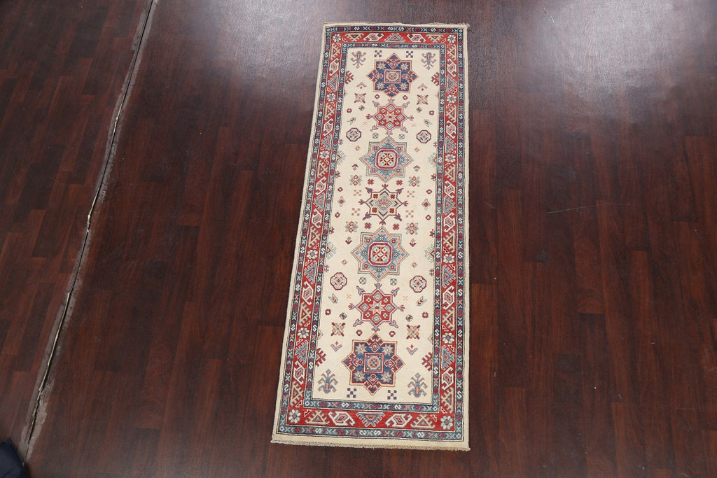 Geometric Kazak Oriental Runner Rug 3x8