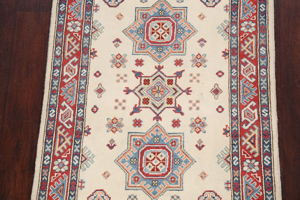 Geometric Kazak Oriental Runner Rug 3x8