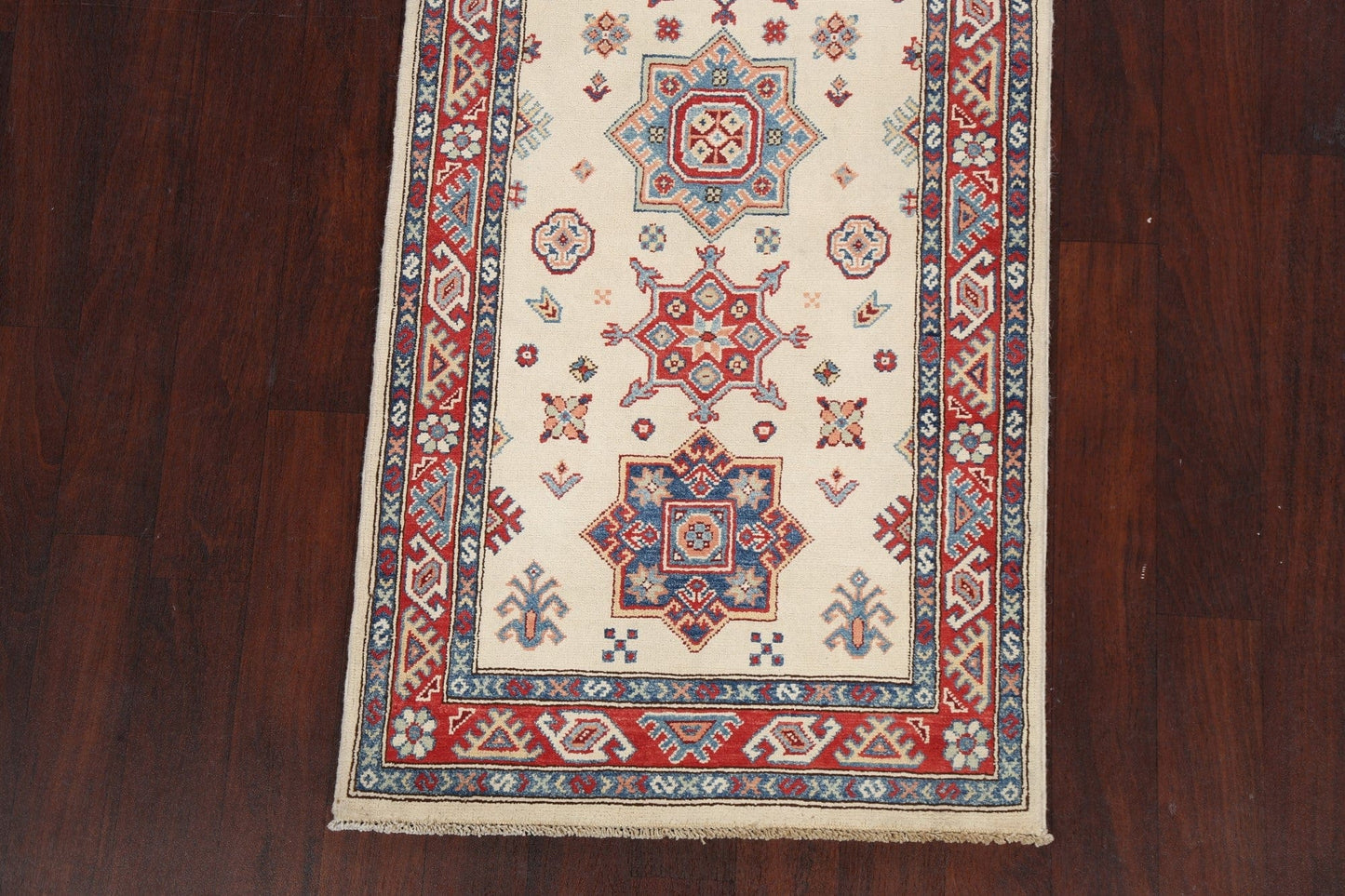 Geometric Kazak Oriental Runner Rug 3x8