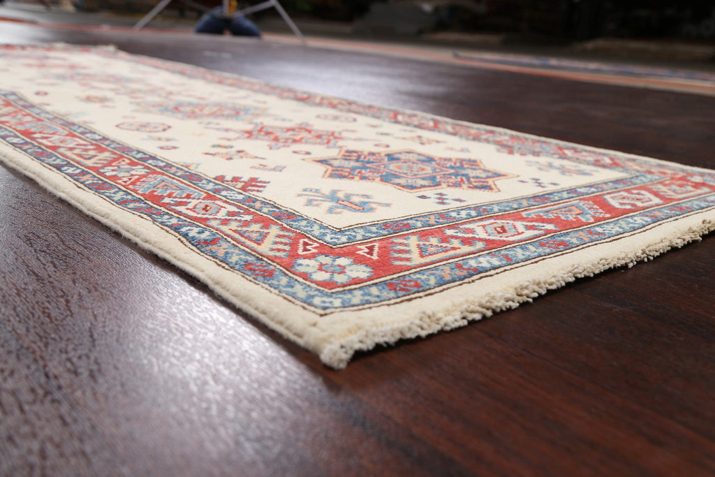 Geometric Kazak Oriental Runner Rug 3x8