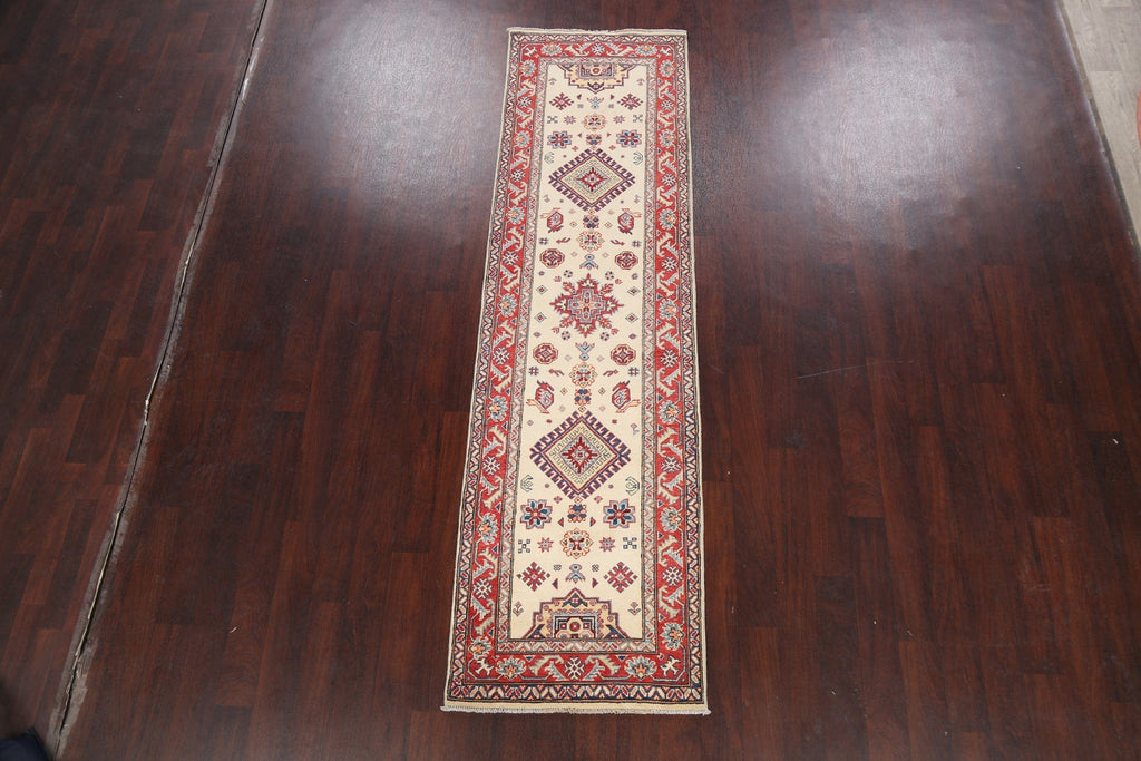 Geometric Kazak Oriental Runner Rug 3x9