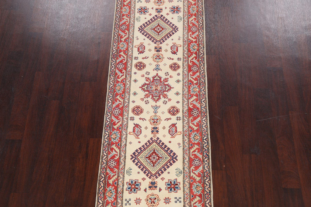 Geometric Kazak Oriental Runner Rug 3x9