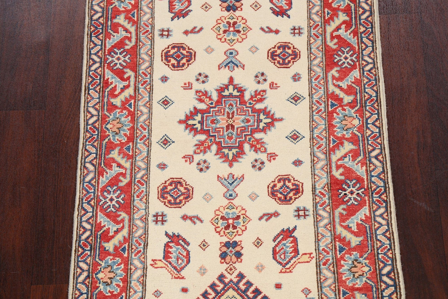 Geometric Kazak Oriental Runner Rug 3x9