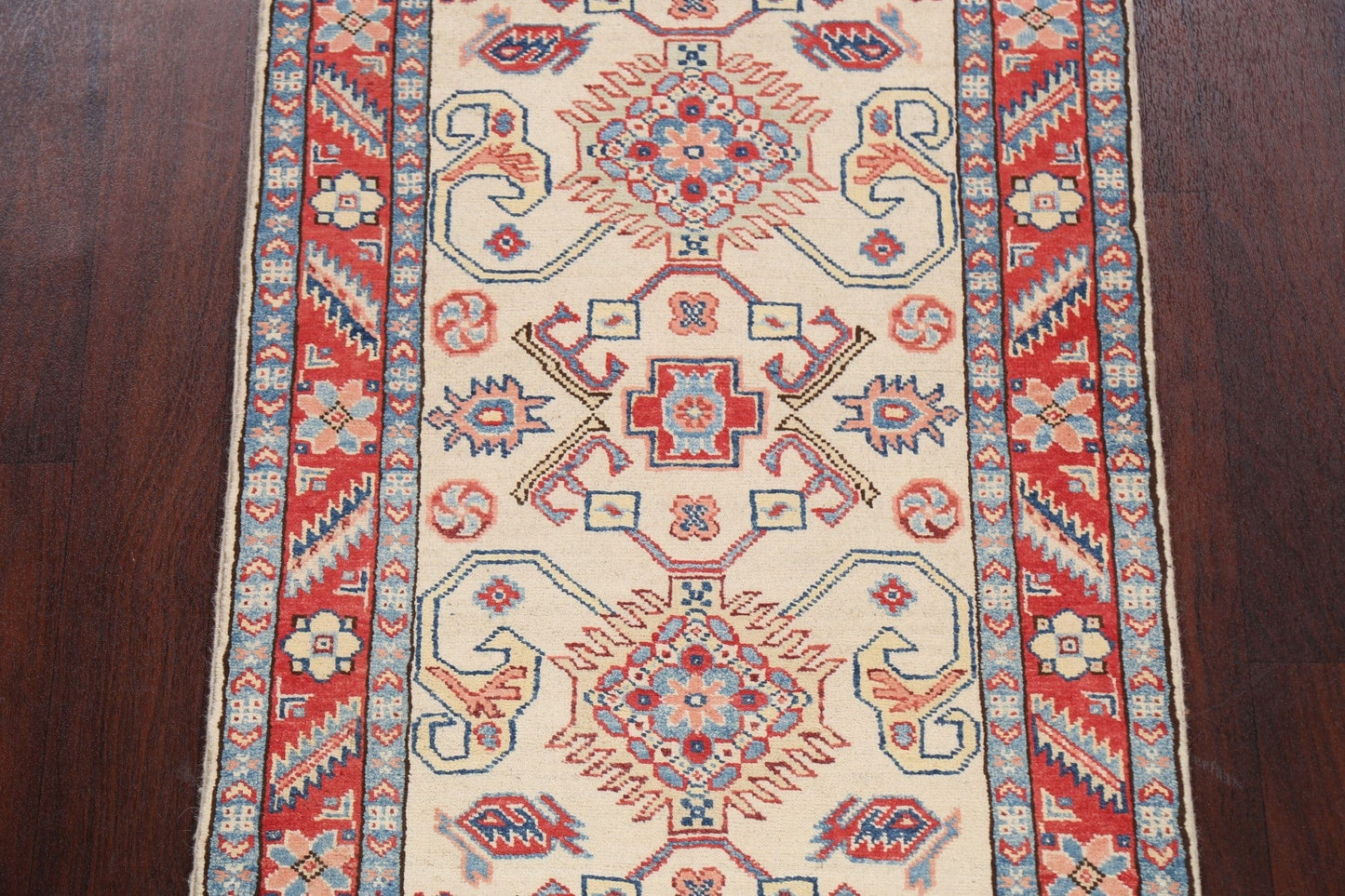 Geometric Kazak Oriental Runner Rug 3x10