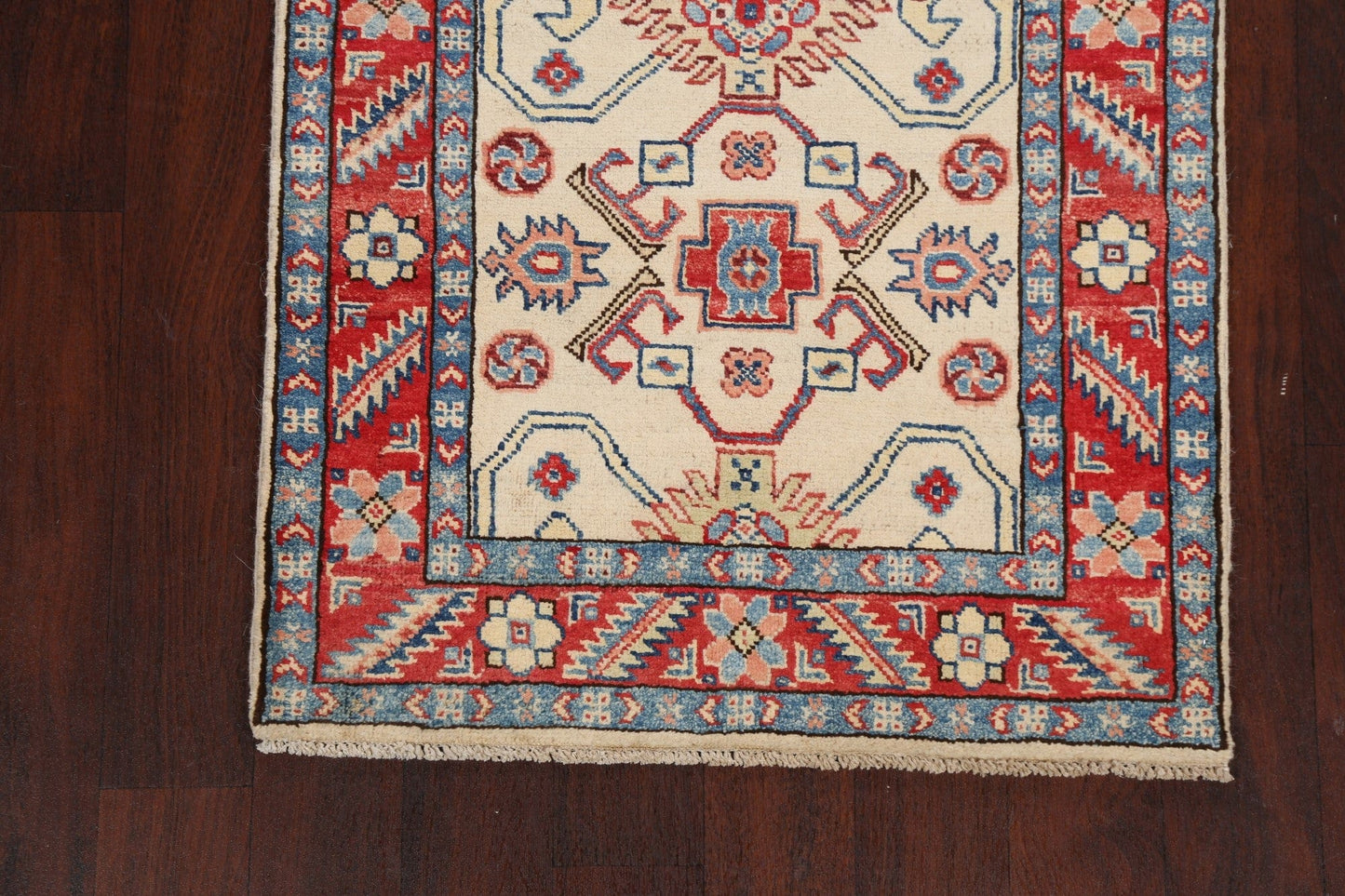 Geometric Kazak Oriental Runner Rug 3x10