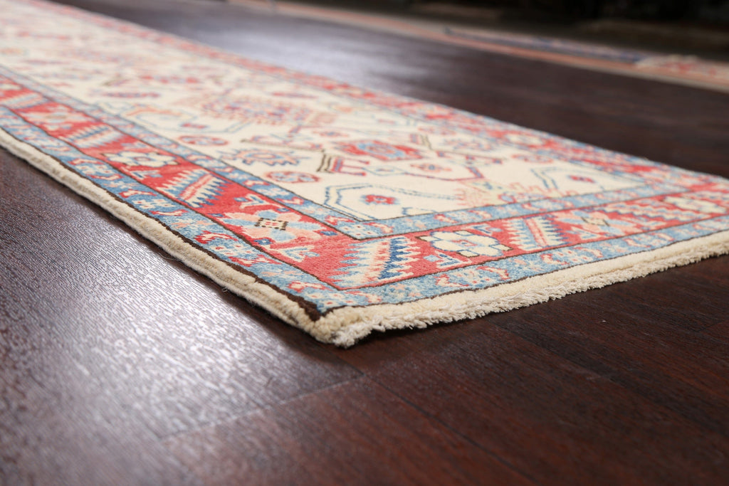 Geometric Kazak Oriental Runner Rug 3x10