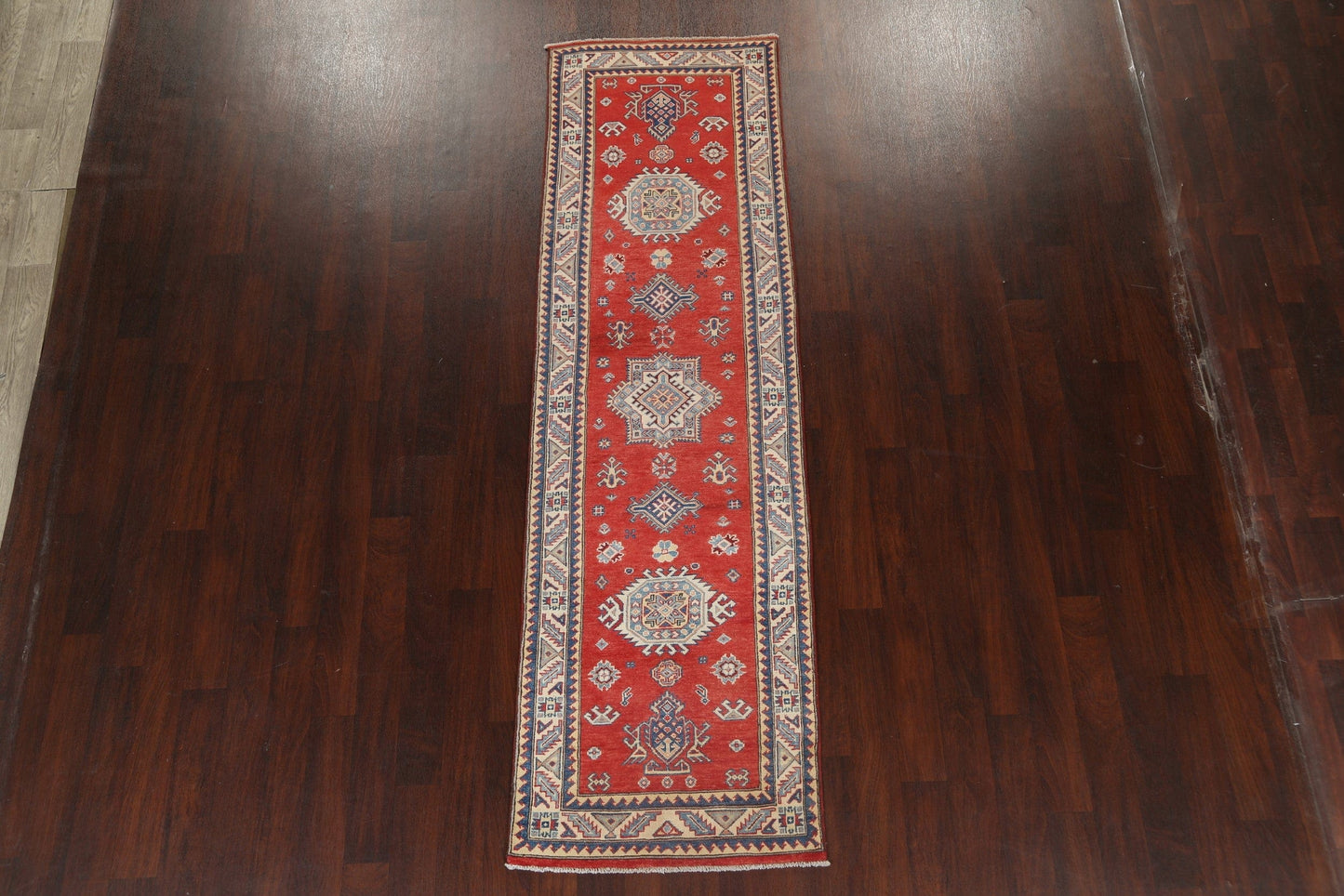 Geometric Kazak Oriental Runner Rug 3x9