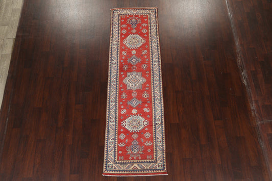 Geometric Kazak Oriental Runner Rug 3x9