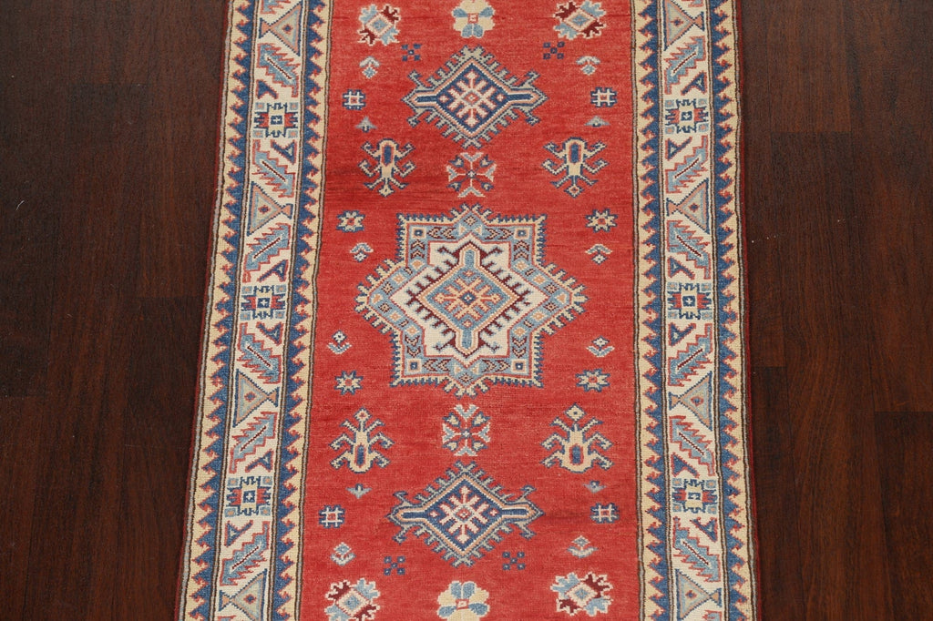 Geometric Kazak Oriental Runner Rug 3x9