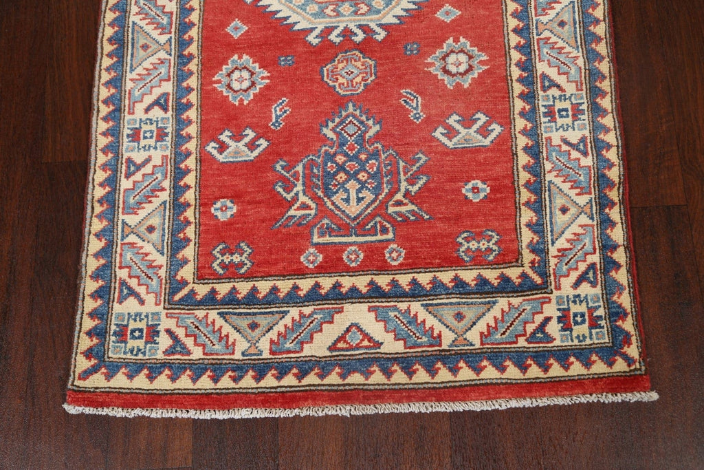 Geometric Kazak Oriental Runner Rug 3x9