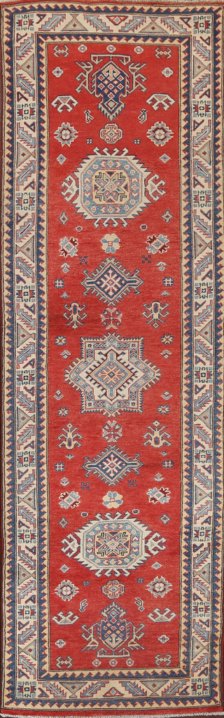 Geometric Kazak Oriental Runner Rug 3x9